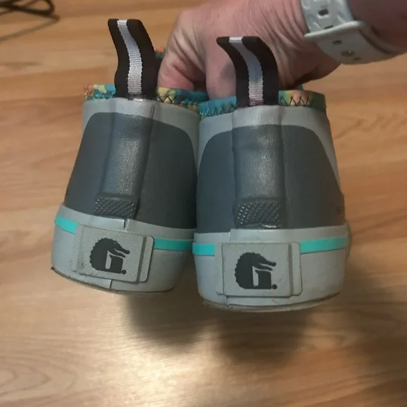 Waterproof Gray & Teal Slip-On Women's Rain Boots - Picture 2 of 5
